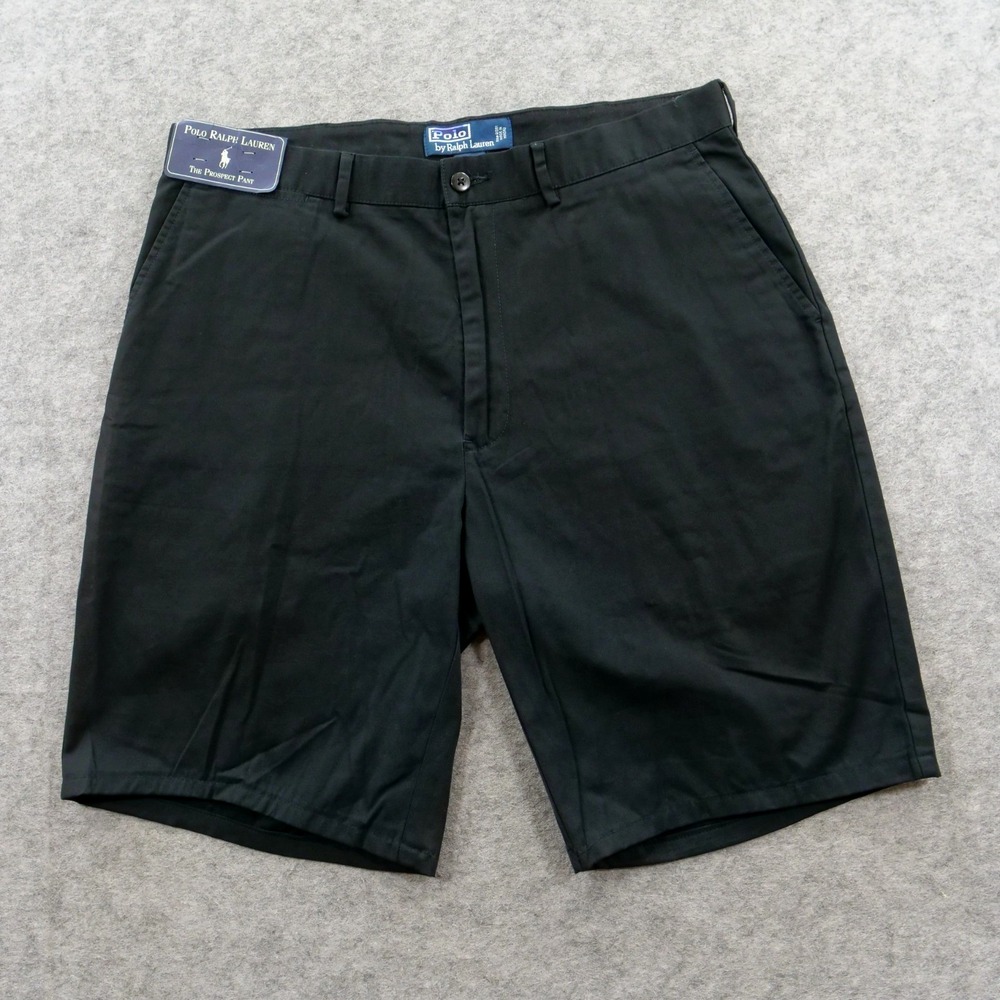 Polo Ralph Lauren Shorts Mens 34 Black Cotton Flat Front Prospect Chino New